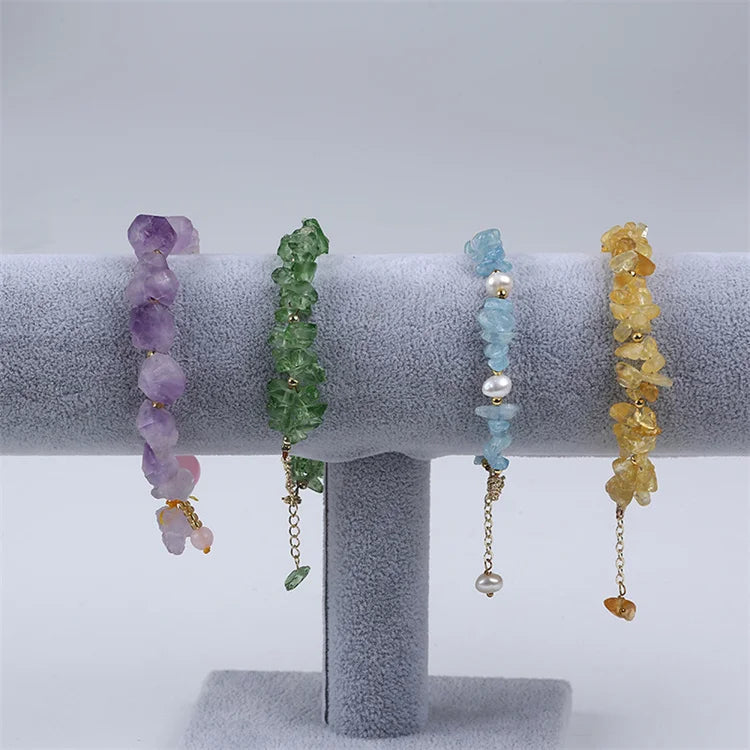 Adjustable Natural Amethyst Stone Handmade Ladies Gravel Bracelet