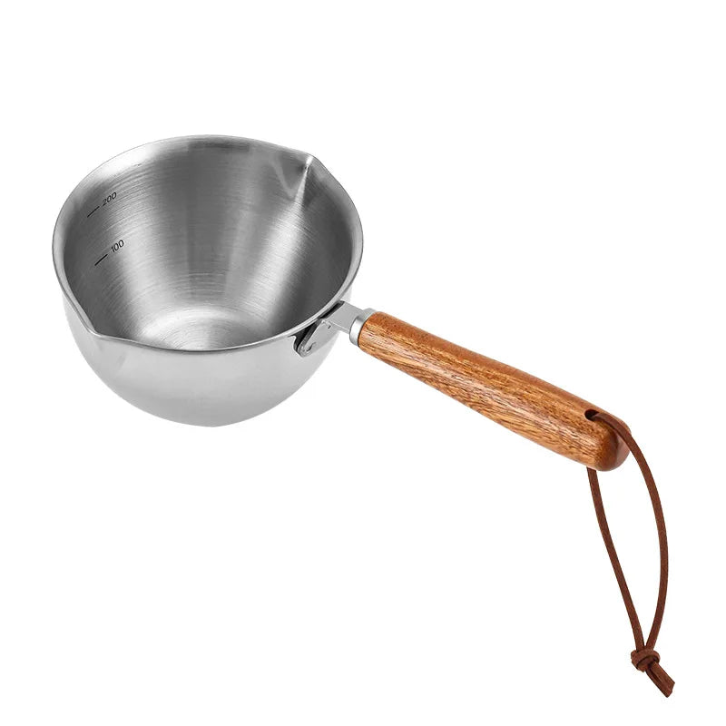 Oil Splash Pan Egg Pancake Stainless Steel Frying Pan with Wood Handle Kitchen Gadget