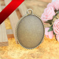 Rope Edge Oval Bezel Tray Blank Antique Bronze Alloy Cabochon Setting Pendant for Vintage Cameo Necklace MegaBDM