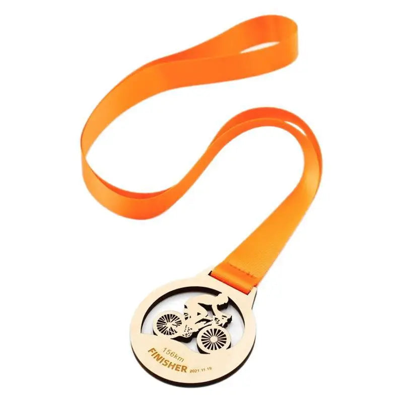 Wholesale Wooden Ornament Wooden Marathon Medal UV Printed Sports Badminton Bicycle Hiking Competition Dropshipping