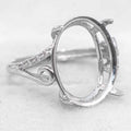Sterling Silver 13*18mm Semi Mount Ring Empty Frame Blank Support Claws Setting S925 Base Holder Without Center Stone for Inlay