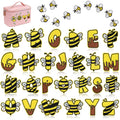 Stock Cute 5.5cm  Honeybee Printed Twill Embroidery Letter Patch   for Kids Clothing Bags
