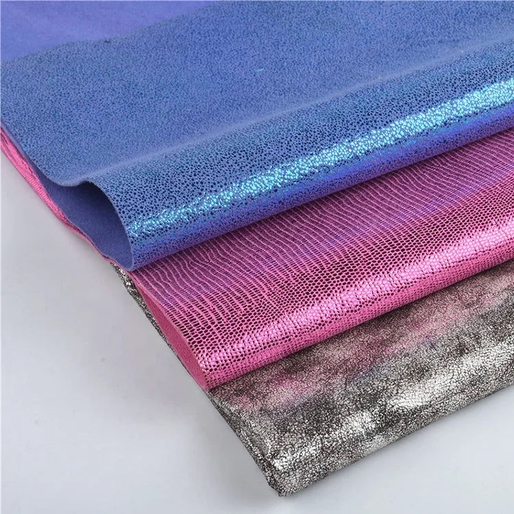 Shine Pattern OEM ODM Embossed Faux Leather Suede Microfiber Fabric Pu Synthetic Leather Heat Transfer Film Pu Leather