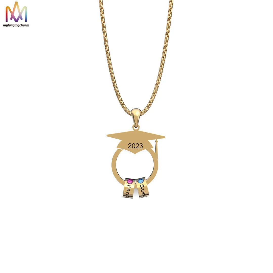 Custom Stainless Steel Pendant Necklace Name Engraved Bff Necklace Graduation College Necklace for Girls