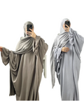 Modest Eid Women Prayer Abaya Solid Color Dress Popular Crepe Fabric Special Sleeves Dresses for Women L0107