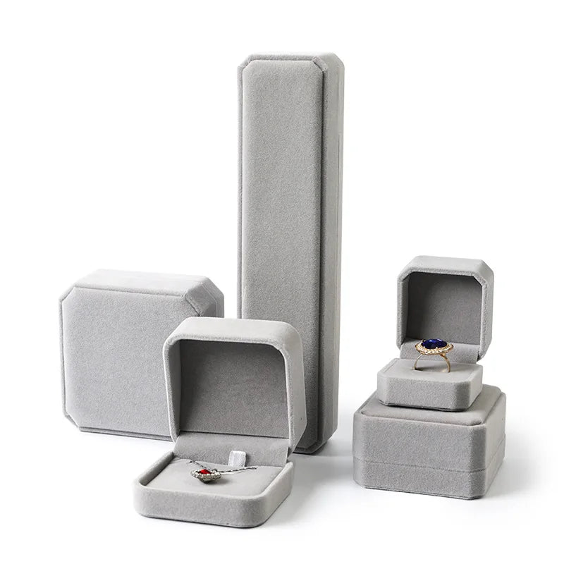10 Colors Grey Flannel Jewelry Boxes for Ornaments Rings Necklaces Bracelets Earrings Bangles Velvet Storage Velvet Packing Box