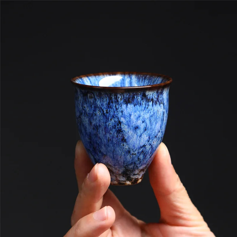 60ml Mini Chinese Handmade Kiln Change Porcelain Kung Fu Tea Cups Custom Ceramic Coffee Cup Arabic Colorful Pottery Coffee Cup