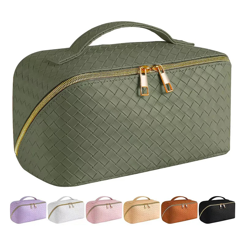Custom Logo Waterproof Pu Leather Pillow Makeup Cosmetic Bag Large Capacity Travel Toiletry Bag