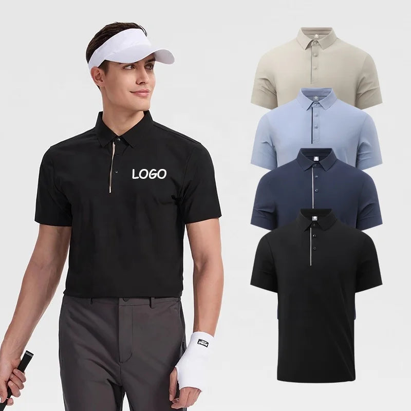 Dropshipping Quick Dry Fitness Custom Sport Muscle Button Gym Men's Polo Shirts With Collar Men's Solid Color T-shirt Polo Shirt