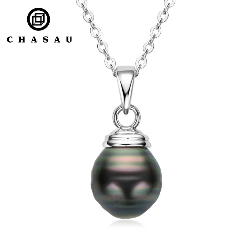 New Design Pearl Choker Necklace 925 Sterling Silver 5-10mm Natural Tahitian Black Baroque Pearl Pendent Necklace for Women