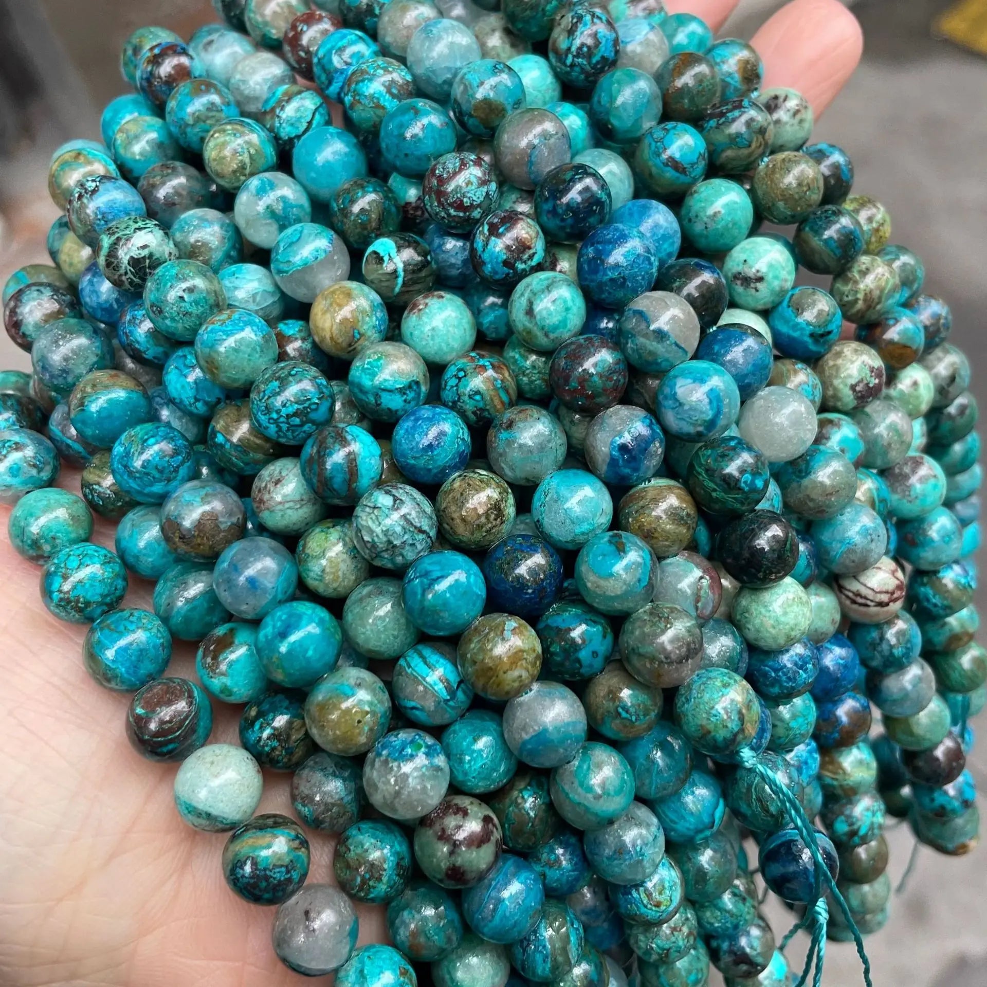 Natural Chrysocolla Stone Loose  Round Bead Gemstone Loose Strand for Necklace and Bracelet Jewelry  Making Accessory