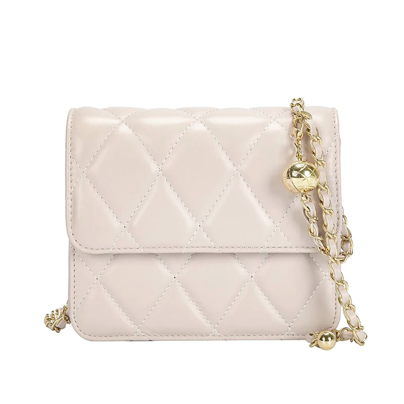 Fashion Handbag Girls Crossbody Bag Women Embroidered Pu Leather Small square Shoulder Bag Metal Chain Bags for Ladies