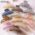 Wholesale KUACHI Customized New French Handmade Acetate Hair Claw Elegant Trendy Leopard Print Large Hair Claws for Women