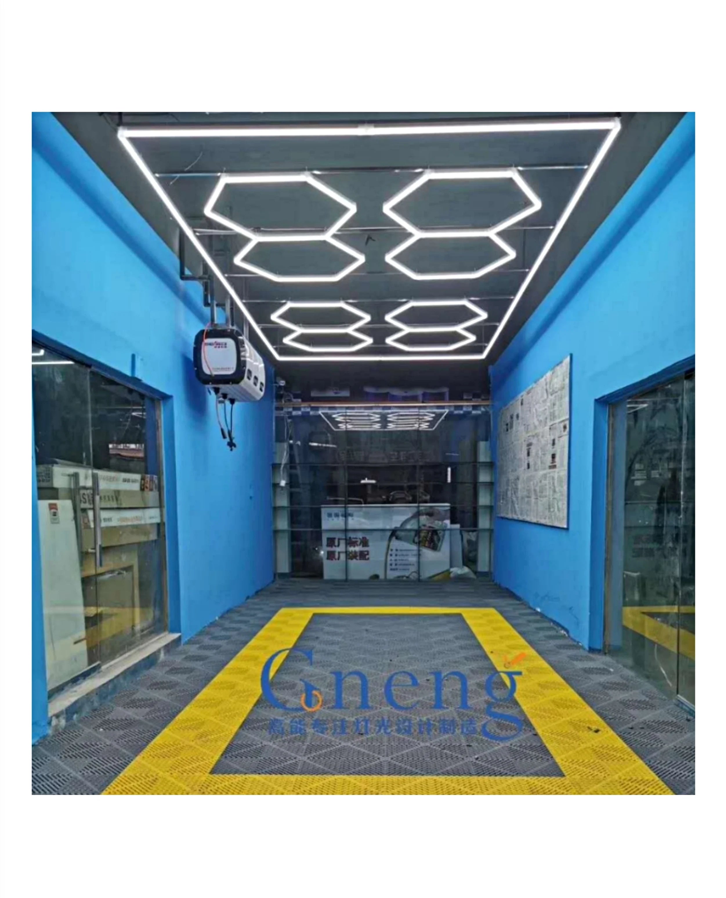 Quick-connection Hexagonal Car Detailing Lights 2410mm*4780mm Ceiling Design Hexagon Led Lights