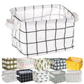Small Foldable Canvas Storage Basket with Handle Cotton and Linen Desktop Storage Box Small Fresh Waterproof Storage Basket