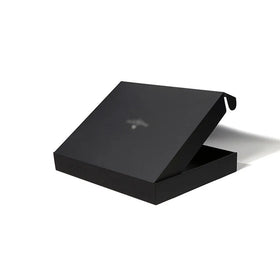 Custom Black Printed Mailing Apparel Boxes with Matt Lamination & Embossing Recyclable Corrugated Shipping Gift Packaging
