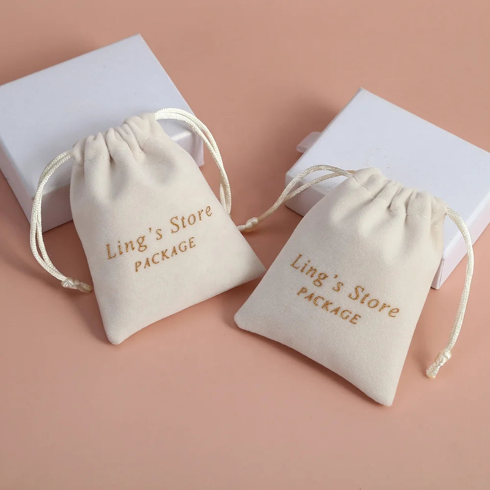 5*7cm High Quality Velvet Fabric Drawstring Bags Small Jewelry Pouch with Custom Logo