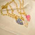 Fashion New Stainless Steel Paper Clip OT Button Creative Trend Jewelry Necklace Color Drip Oil love Necklace