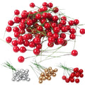 Simulated Cherry Berry Red Berries 0.8cm/1.2cm/1.5cm Fruit Christmas Tree Wreath & Decoration Accessories for Festive Christmas