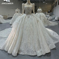 New Design Wedding Gowns Crystal Bead Bridal Ball Gown Luxury Cathedral Train Wedding Dress for Woman Mn243