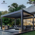 Heavy Duty Aluminum Hardtop Pavilion Garden Buildings with Insect Netting Outdoor Kitchen BBQ Party Patio Backyard MegaBDM