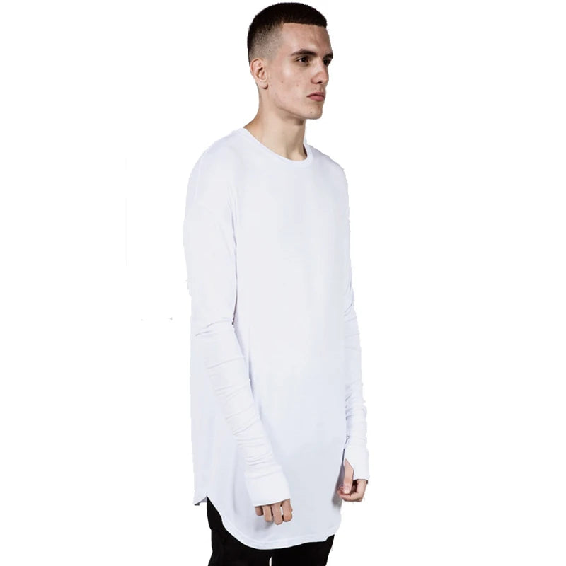 Hip Hop Streetwear Hole Man Tshirt Wholesale Fashion T Shirt Men Autumn Long Sleeve Oversize Design Hold Hand T-Shirts