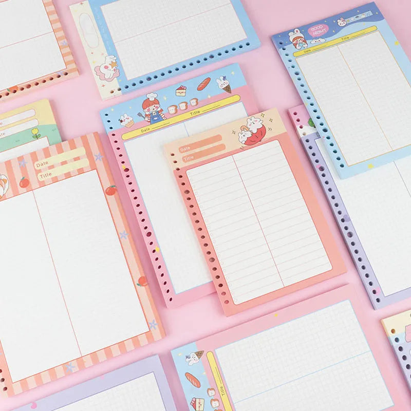 Creative Cartoon Cute Color A5 Notebook 20-26 Holes with Horizontal Line Inside Loose-Leaf Binding Paper Cover