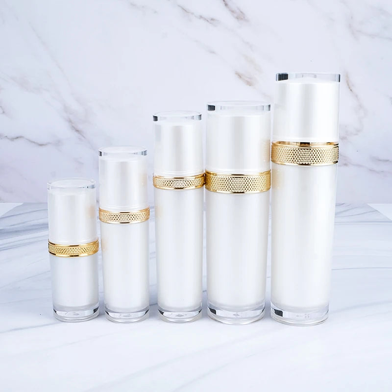 White Luxury Fast Shipping 100pcs 15ml 30ml 50ml 100ml 120ml Acrylic Cream Lotion Cosmetic Bottles Screen Printing