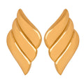 Customized Korean Texture Ornament Titanium Steel Gold-Plated Stud Huggie Hoop Earrings Geometric Wings Shape Fashion Jewelry