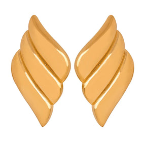 Customized Korean Texture Ornament Titanium Steel Gold-Plated Stud Huggie Hoop Earrings Geometric Wings Shape Fashion Jewelry