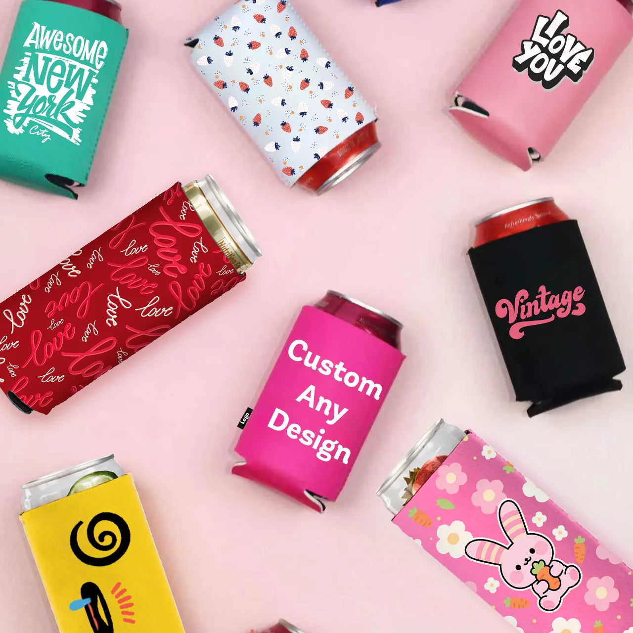 Custom Stubby Holder Beer Coozies With Logo Slim Bottle Blank Insulated Neoprene Sublimation Can Cooler Sleeve