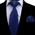 Luxury Man 8cm Tie Set With Hanky Pocket Square Handkerchief Silk Paisley Jacquard Woven Scarf Wedding Party Floral Tie Cravat