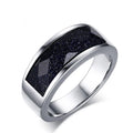 Trendy High Polished Boutique Tungsten Blue Sand Stone Finger Ring Jewelry for  Men