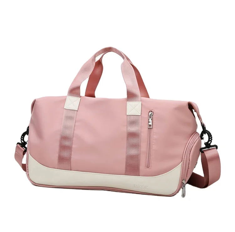 Custom logo Duffel Bag with Shoe Compartment Waterproof Outdoor Travel Organizer Nylon Material Letter Pattern Zipper