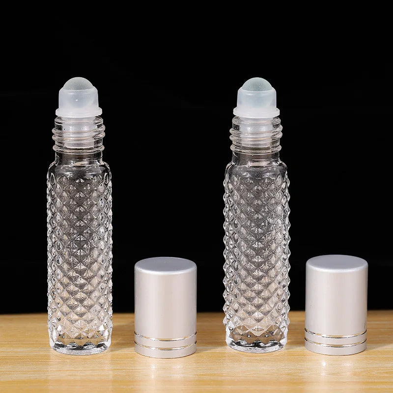 New Design 10ml Cosmetic Anti-skid Skin Care Serum Roller Bottle clear Essential Oil Glass Bottle