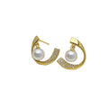 E5080 8mm Sterling Silver 18k Gold Plated Freshwater Pearl Beads Earrings Accessory DIY Mountings Wedding Jewelry Wholesale