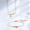 HOVANCI Waterproof Stainless Steel Jewelry Set Minimalist INS 18K Gold Plated Simple Bamboo Necklace and Bracelet