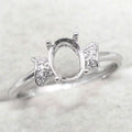 Sterling Silver 6*8mm Semi Mount Ring Empty Frame Blank Support Claw Setting S925 Base Holder Without Center Stone for DIY Inlay