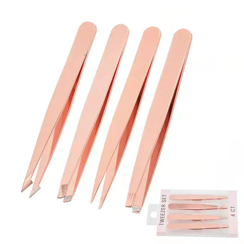 Customized Professional Eyebrow Tweezers Set with Pointed Tip Stainless Steel in Different Colors