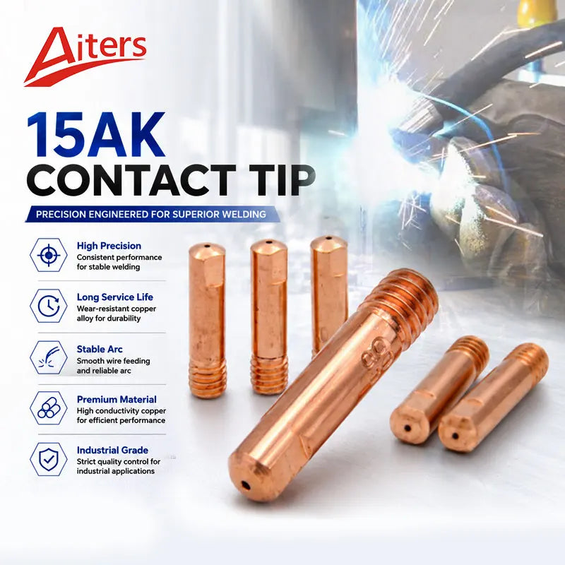 Euro MB15AK MIG Welding Contact Tip M6x25 CuCrZr Copper MIG Torch Consumables Replacement Parts