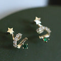 Gold Plated Tiny Jewelry Green Zircon Christmas Hat Earrings