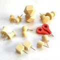 Metal Push Pins with Wood Slots Decorative Map Photo Thumb Tacks for Displaying & Organizing