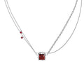GT Jewelry INS Red Gem Ruby Pendant Necklace Link Chain Male Female Couples Layered Clavicle Choker Sweet Necklace