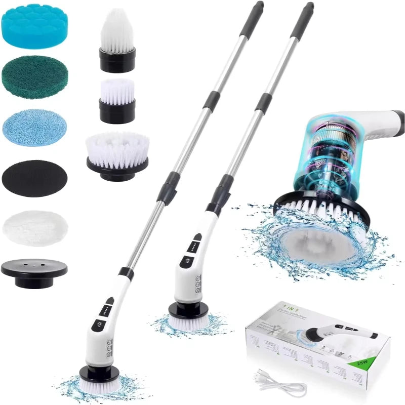 Shifx 2024 Wholesale 7-in-1 Electric Cleaning Brush Bathroom Extension Handle Spin Scrubber Cordless Cleaning Brushes