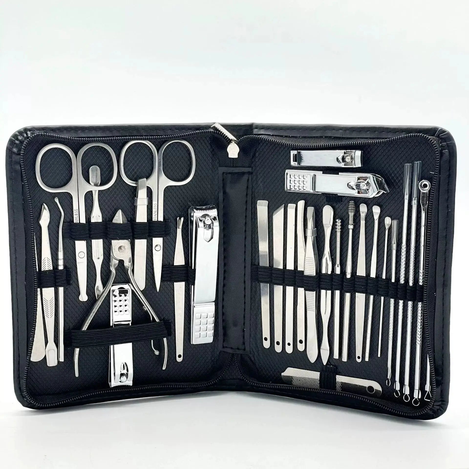 Rainbow Color 15-piece Manicure Kit Set with Art Nail Clippers Acne Needles Dead Leather Shovels Eyebrow Clips Manicure Sets