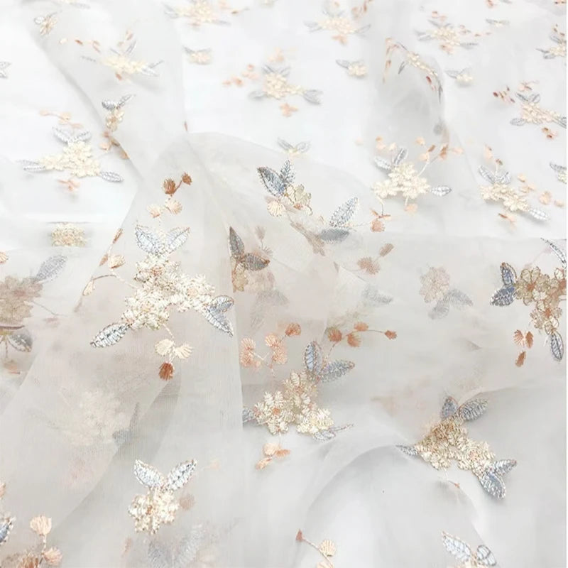 Geometric Wedding Fabric Tulle Lace Fabric High-end  Embroidery Grid Lace