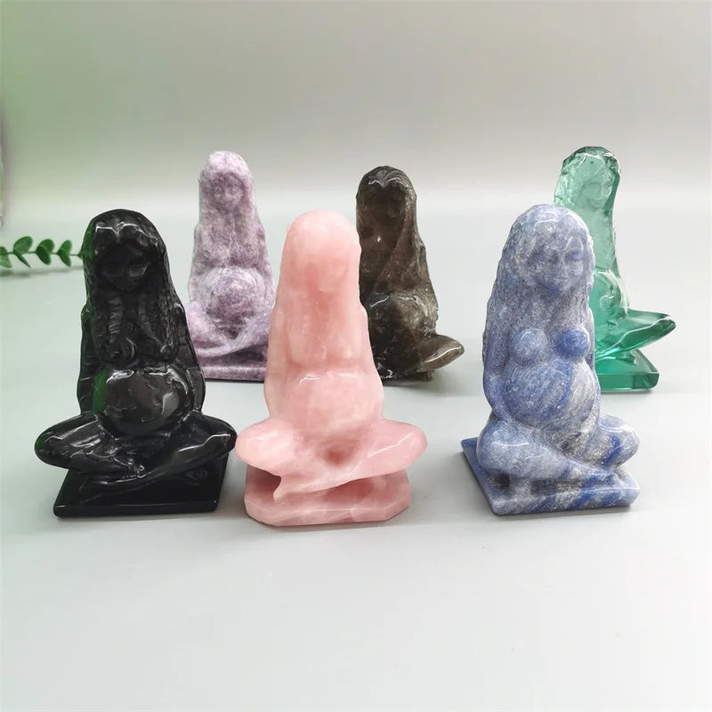 Natural Crystal Quartz Goddess Statues Mother of the Earth