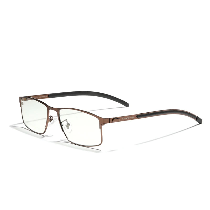 KINGSEVEN Unisex Square Anti-Blue Light Full-Frame Titanium Optical Glasses with Silicone Temples Ultralight Design Model 9186