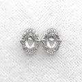 Sterling Silver 4*6mm Semi Mount Stud Earrings Empty Support Blank Claws Setting S925 Mountain Base Without Stone for DIY Inlay