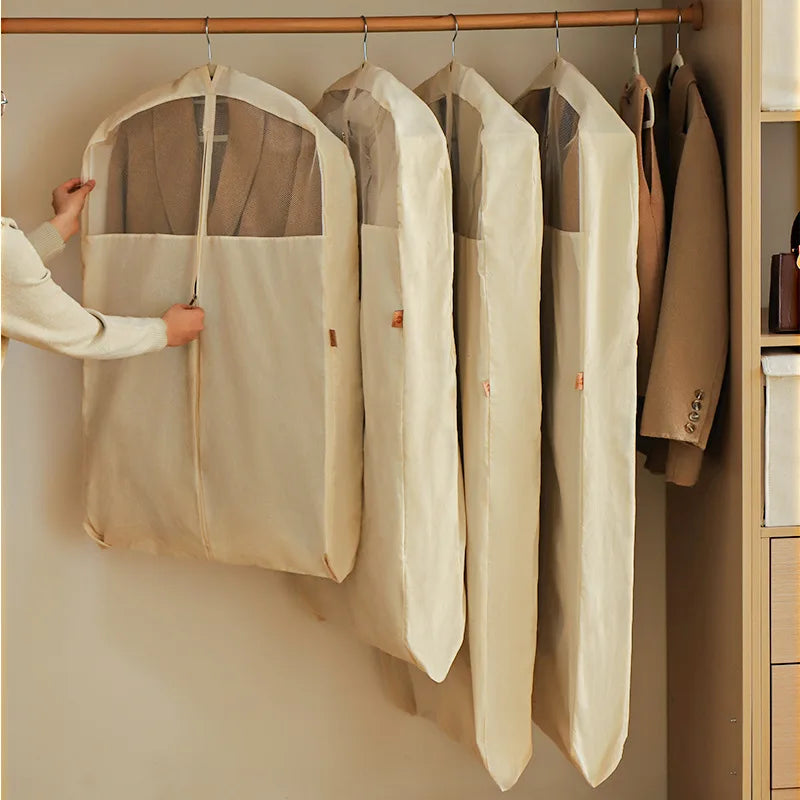 Custom Foldable Dust Bag for Garment Storage Pure Cotton Household Hanging Suit Finish Enlarged See-Through Jacket Coat Dust